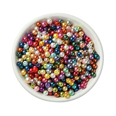 Baking Paint Pearlized Glass Pearl Round Bead Strands HY-Q004-4mm-M-1