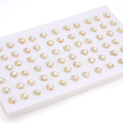 Footprint Brass Natural Pearl Stud Earrings PEAR-N020-05W-1
