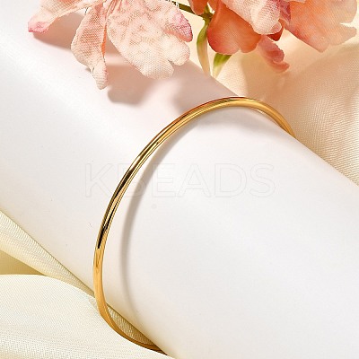 Ion Plating(IP) 304 Stainless Steel Simple Plain Bangle for Women BJEW-F461-01A-G-1