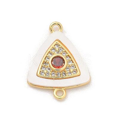 Brass Micro Pave Clear Cubic Zirconia & Shell Connector Charms KK-M303-03G-10-1