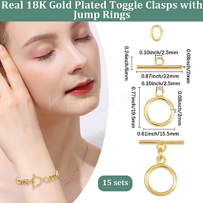 15 Sets Brass Toggle Clasps KK-BBC0021-10-1