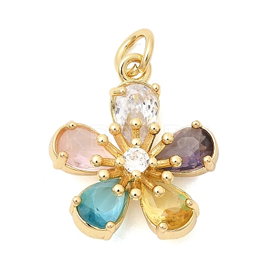Brass Pave Clear Cubic Zirconia Pendants X-KK-G554-18G-1