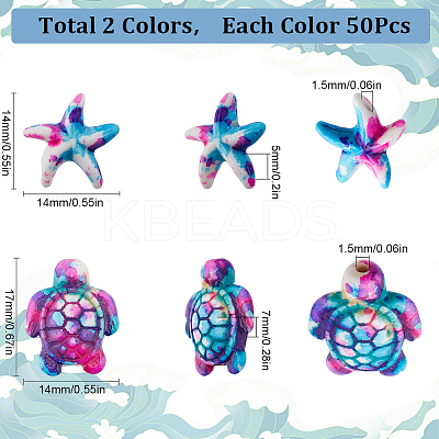 100Pcs 2 Styles Synthetic Turquoise Dyed Beads Strands G-SC0002-89B-1