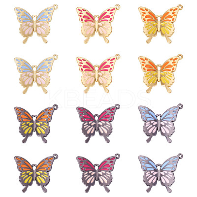 12Pcs 6 Styles Alloy Enamel Pendants FIND-TA0008-21-1