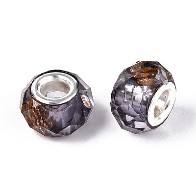 Transparent Resin Rondelle European Beads RESI-N044-01L-1