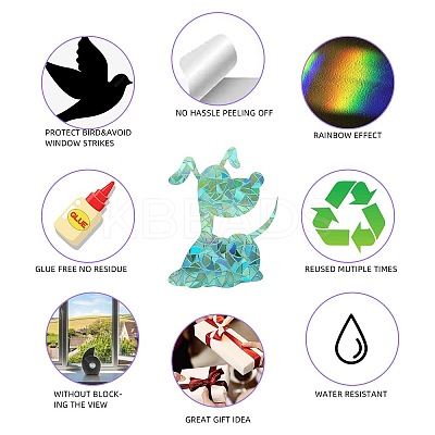 6PCS PVC Stickers Dazzling Color Window Stickers 3D Laser Puppy And Heart Shapes Electrostatic Glass Window Stickers JX834A-1