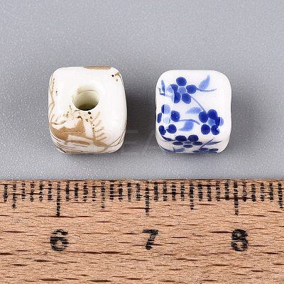 Printed Handmade Porcelain Beads PORC-Q007-10-1