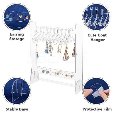 1 Set Transparent Acrylic Earring Hanging Display Stands EDIS-FH0001-07-1