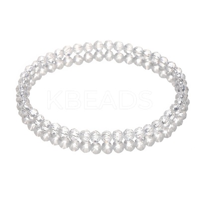 4mm Prism Faceted Rondelle Glass Beaded Stretch Bracelets for Women LS-EH2213-6-1