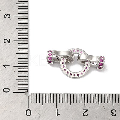 Rack Plating Brass Micro Pave Orchid Cubic Zirconia Fold Over Clasps KK-A222-04B-P-1