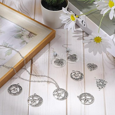 50Pcs 5 Style Tibetan Style Alloy Pendants FIND-SC0005-14-1
