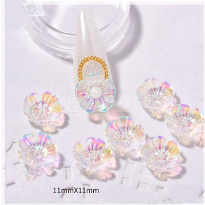 Resin 5-petals Flower Nail Art Charms MRMJ-WH0079-22-1