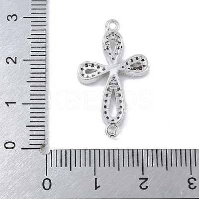 Rack Plating Brass Micro Pave Clear Cubic Zirconia Flower Connector Charms KK-A234-062P-1