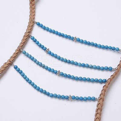 Natural & Synthetic Mixed Stone Tiered Necklaces NJEW-JN02124-1