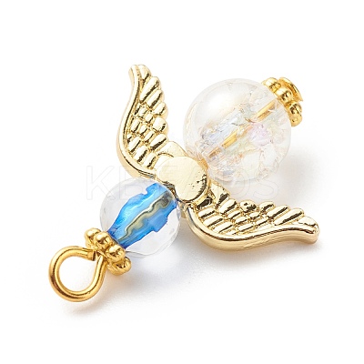 Transparent Acrylic & Alloy & Synthetic Crackle Quartz Pendants PALLOY-JF01758-1