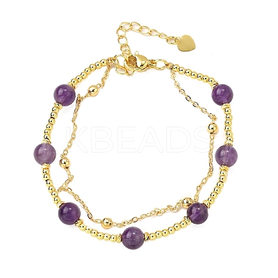 Natural Amethyst Bracelets BJEW-D330-01G-05-1