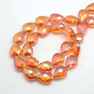 Electroplate Crystal Glass Teardrop Beads Strands EGLA-F066-M-1