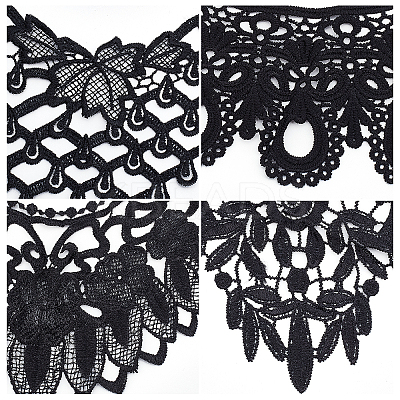 4Pcs 4 Style Milk Silk Embroidered Floral Lace Collar DIY-GF0005-39A-1