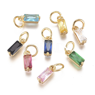 Brass Micro Pave Cubic Zirconia Charms ZIRC-F111-03G-1