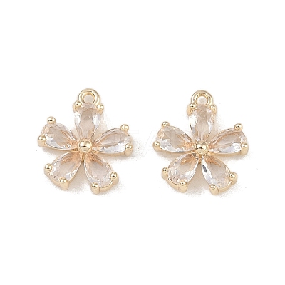 Brass Micro Pave Clear Cubic Zirconia Pendants KK-K351-42C-G-1
