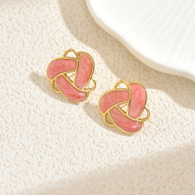 Stainless Steel Enamel Woven Stud Earrings DE9374-1-1