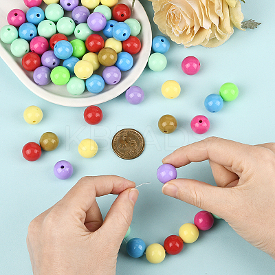 100Pcs Opaque Acrylic Beads OACR-PA0001-31B-1