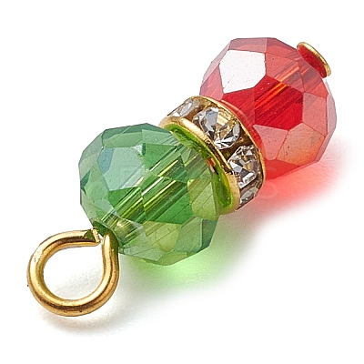 Brass Rhinestone & Glass Pendants PALLOY-JF03001-1