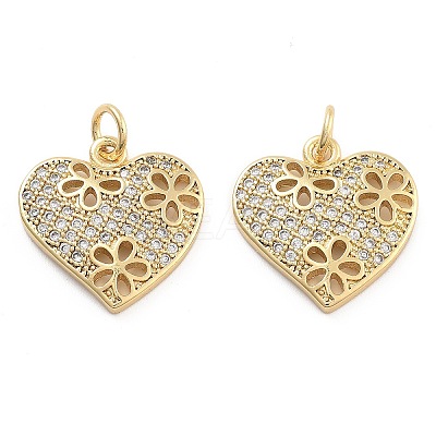 Brass Pave Cubic Zirconia Pendants KK-U009-10F-G-1