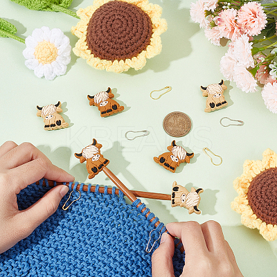DIY Cattle Silicone Beads Knitting Needle Protectors/Knitting Needle Stoppers with Stitch Markerss IFIN-NB0001-55-1