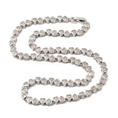 Brass Micro Pave Cubic Zirconia Geometric Tennis Necklaces NJEW-C121-02A-P-1