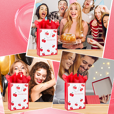 1Pc Valentine's Day Themed Cherry Printed Paper Bags ABAG-SP0001-12-1