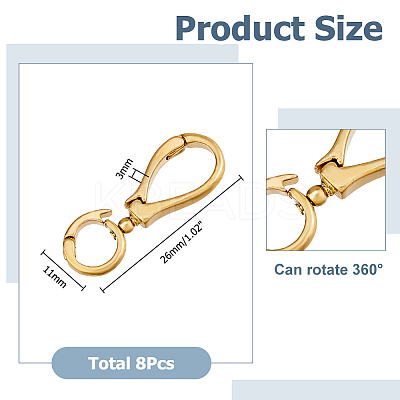 8Pcs Brass Fold Over Clasps FIND-HS0001-73-1