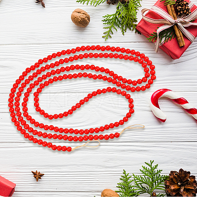 Wood Round Beads Pendant Decorations for Christmas Decorations HJEW-WH20003-49A-1
