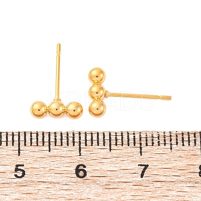 201 Stainless Steel Beaded Horizontal Bar Stud Earrings with 316 Stainless Steel Pin for Women STAS-K238-01G-1