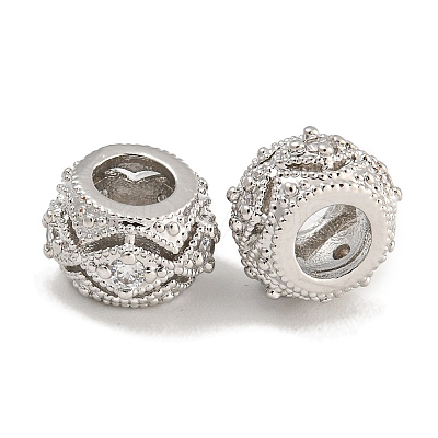 Rack Plating Brass Micro Pave Clear Cubic Zirconia Beads KK-U030-17P-1
