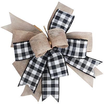 1Pc Christmas Linen Big Bowknot Decorations AJEW-CN0005-55B-1