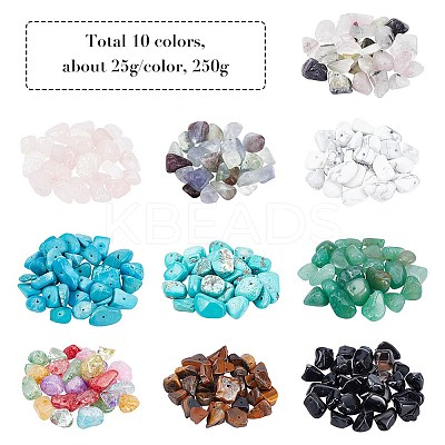 250g 10 Colors Natural & Synthetic Gemstone Beads G-NB0002-58-1