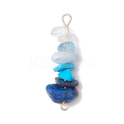 10Pcs 10 Styles Mixed Gemstone Chip Beaded Connector Charms PALLOY-JF02872-1