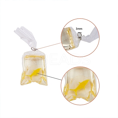 Goldfish Water Bag Resin Pendants DIY-SC0012-37-1