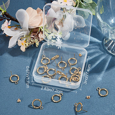 20Pcs 304 Stainless Steel Ring Stud Earring Findings STAS-BBC0001-76G-1