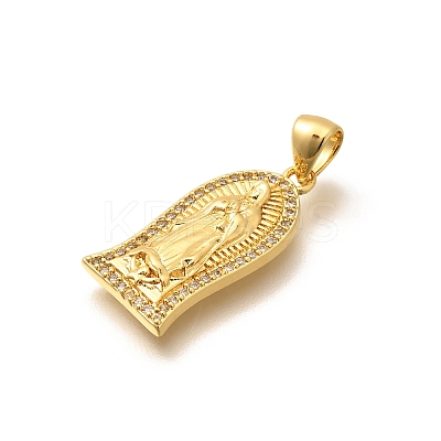 Religion Themed Rack Plating Brass Micro Pave Cubic Zirconia Pendants KK-L226-007G-04-1