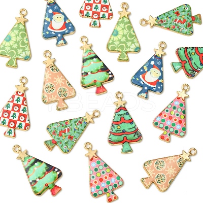 16Pcs 8 Colors Christmas Theme Rack Plating Alloy Pendants FIND-FS0002-98-1