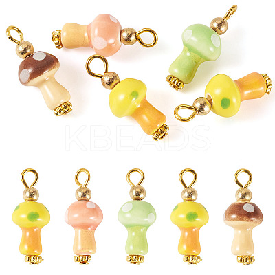 5Pcs Handmade Porcelain Pendants PALLOY-TAC0294-1