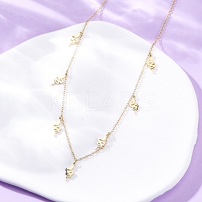 304 Stainless Steel Snake Tassel Necklaces NJEW-R026-20G-1