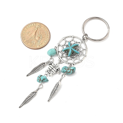 Alloy Magnesite Synthetic Turquoise Keychain HJEW-JKC01248-1