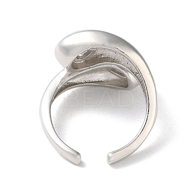 Rack Plating Brass with Clear Cubic Zirconia Open Cuff Rings RJEW-M158-06P-1