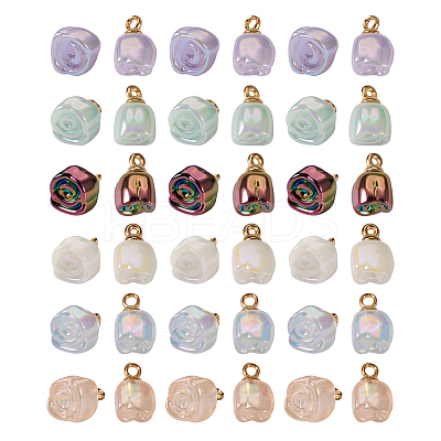42Pcs 7 Style Electroplate Acrylic Pendants MACR-TA0001-26-1