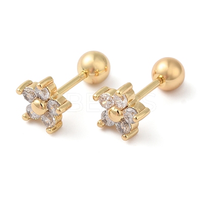 Star Bow Brass Micro Pave Clear Cubic Zirconia Cartilage Earrings EJEW-L289-03G-01-1