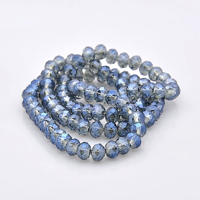 Full Rainbow Plated Faceted Rondelle Glass Beads Strands GLAA-A024D-FR03-1
