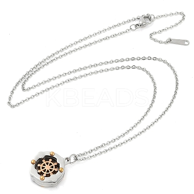 304 Stainless Steel Clear Cubic Zirconia Compass Pendant Cable Chain Necklaces for Women NJEW-F331-03GP-1